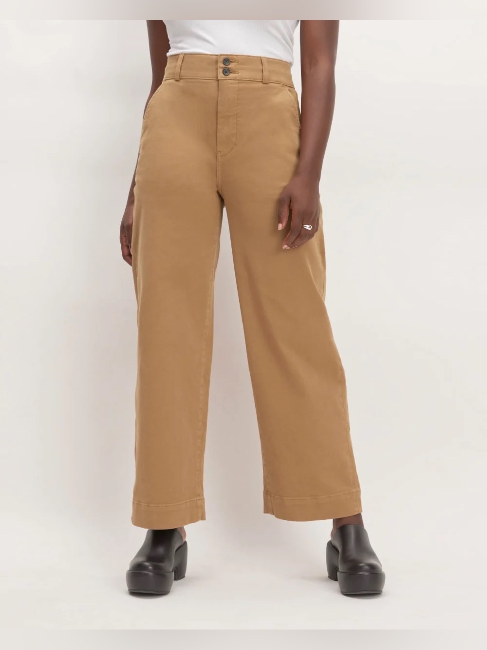 Everlane The Organic Wide-Leg Crop Pant 8 Toasted Coconut Tan High Rise Chino